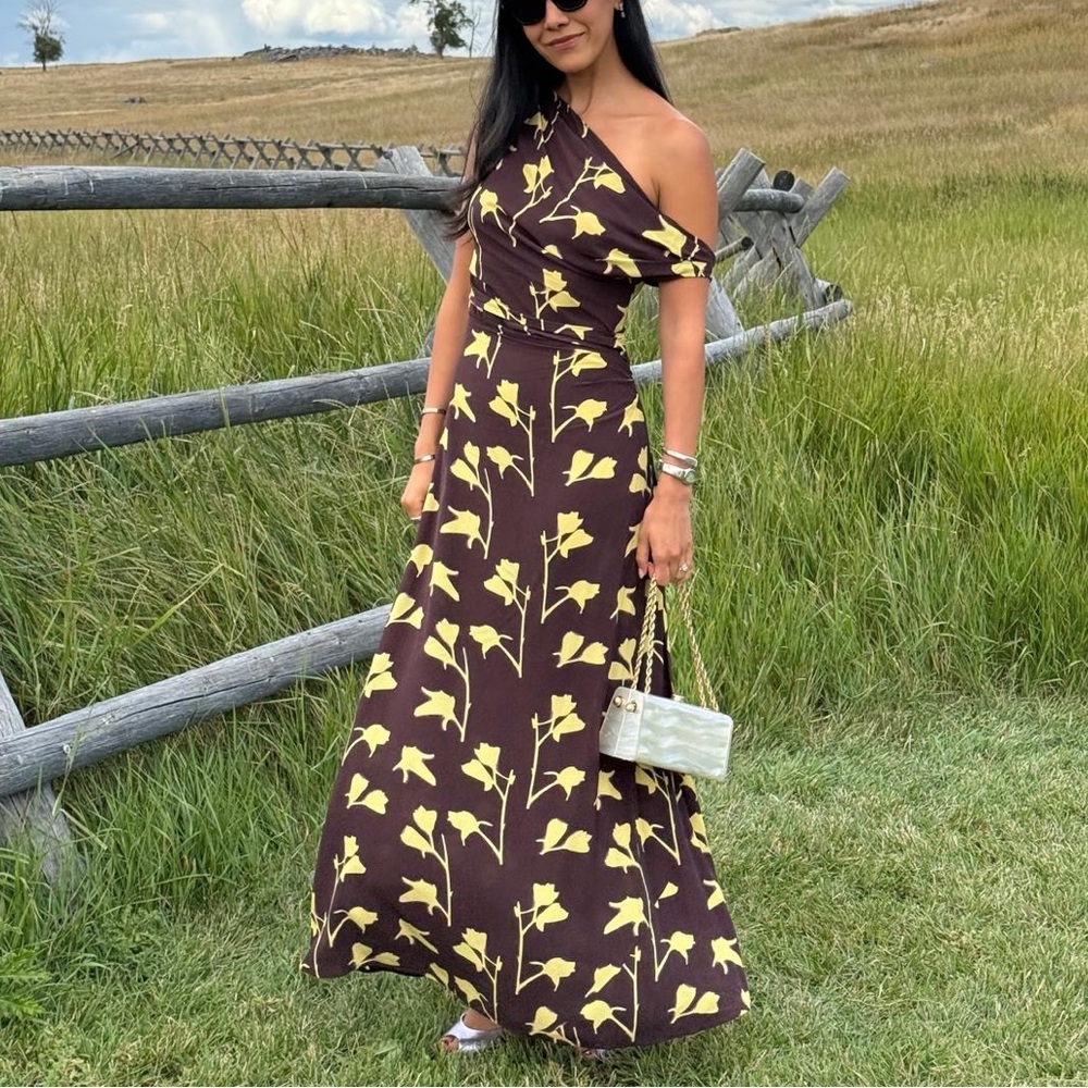 Staud earth pressed floral one shoulder dress 4